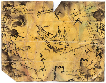 Hand-drawn Skull Island map for the King Kong film, by Daniel Reeve