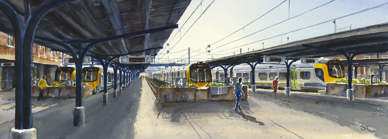 Wellington Railway Station painting by Daniel Reeve
