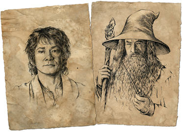 Bilbo and Gandalf portraits