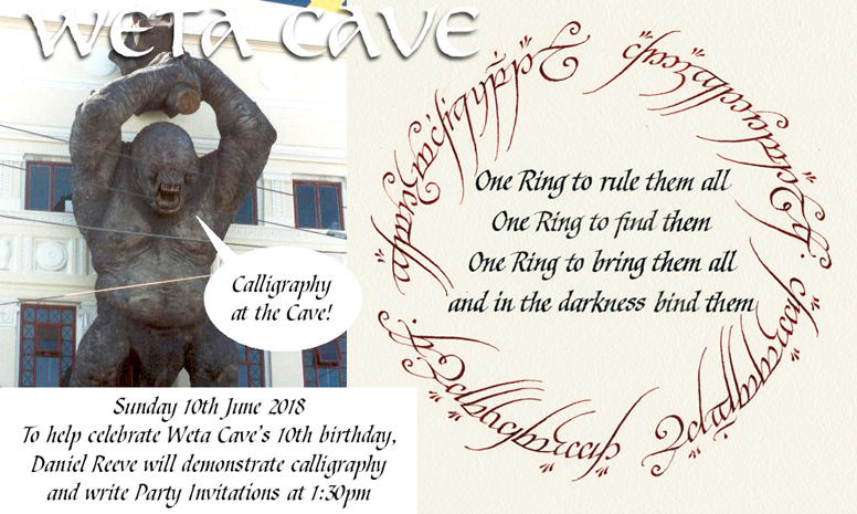 Calligraphy at Weta Cave 10th June